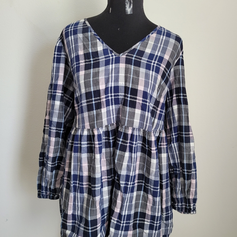 Plaid babydoll lane Bryant top
